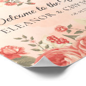 ロマンチックなヴィンテージコーラルバラ結婚ズの歓迎 ポスター (角)