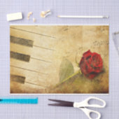 ロマンチックなヴィンテージシート音楽とバラティッシュペーパー 薄葉紙 (クラフト)