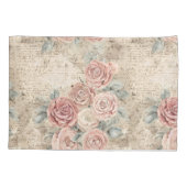 ロマンチックなヴィンテージスクラップブックの背景の花 枕カバー (裏面)