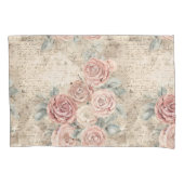 ロマンチックなヴィンテージスクラップブックの背景の花 枕カバー (正面)