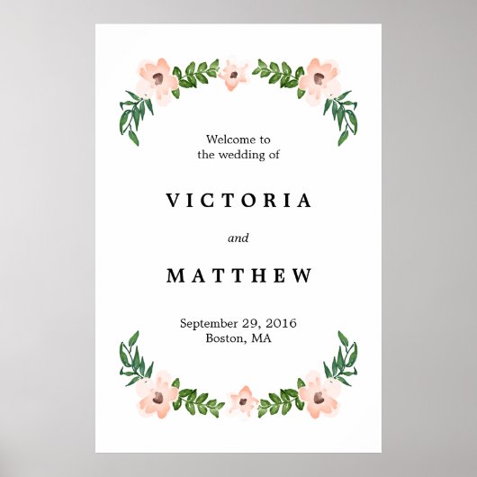 ロマンチックなヴィンテージスタイルの大きな結婚式ウェルカムサイン ポスター (正面)