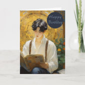 ロマンチックなヴィンテージスタイルアートオブボーイ読ズ カード (正面)