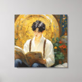 ロマンチックなヴィンテージスタイルアートオブボーイ読ズ キャンバスプリント (正面)