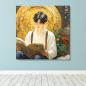 ロマンチックなヴィンテージスタイルアートオブボーイ読ズ キャンバスプリント (インサイチュ (ウッドフロア))