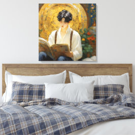 ロマンチックなヴィンテージスタイルアートオブボーイ読ズ キャンバスプリント