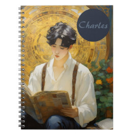 ロマンチックなヴィンテージスタイルアートオブボーイ読ズ ノートブック
