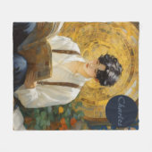 ロマンチックなヴィンテージスタイルアートオブボーイ読ズ フリースブランケット (正面(横))