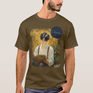 ロマンチックなヴィンテージスタイルアートオブボーイ読ズ Tシャツ