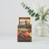 ロマンチックなヴィンテージハネムーントラベルビジネスカード 名刺 (スタンド正面)