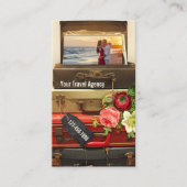 ロマンチックなヴィンテージハネムーントラベルビジネスカード 名刺 (正面)