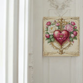 ロマンチックなヴィンテージハートとバラアート💕 キャンバスプリント