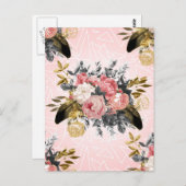 ロマンチックなヴィンテージバラと幾何学的デザイン ポストカード (正面/裏面)