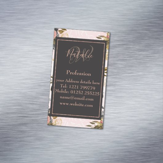 ロマンチックなヴィンテージバラと幾何学的デザイン マグネット名刺 (インサイチュ)