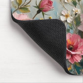 ロマンチックなヴィンテージバラインピンク&ピーチガーデン マウスパッド (コーナー)