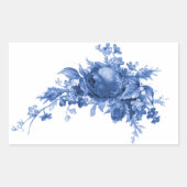 ロマンチックなヴィンテージバラインブルー 長方形シール (正面)