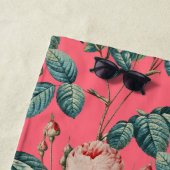 ロマンチックなヴィンテージバラオンピンクパターン ビーチタオル (インサイチュ)