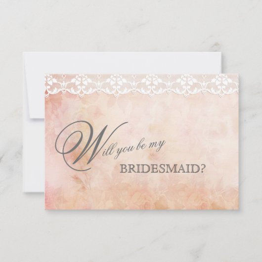 ロマンチックなヴィンテージバラレースマイブリーズメイド 招待状 (正面)