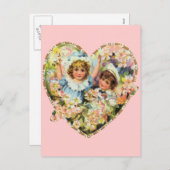 ロマンチックなヴィンテージバレンタイン シーズンポストカード (正面/裏面)