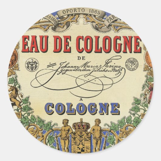 ロマンチックなヴィンテージパリの香水ラベル。 ラウンドシール (正面)
