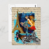 ロマンチックなヴィンテージパリコラージュ ポストカード (正面/裏面)