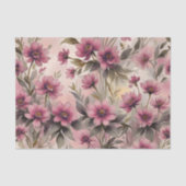 ロマンチックなヴィンテージピンクパープルウォーター色の花 薄葉紙 (正面)