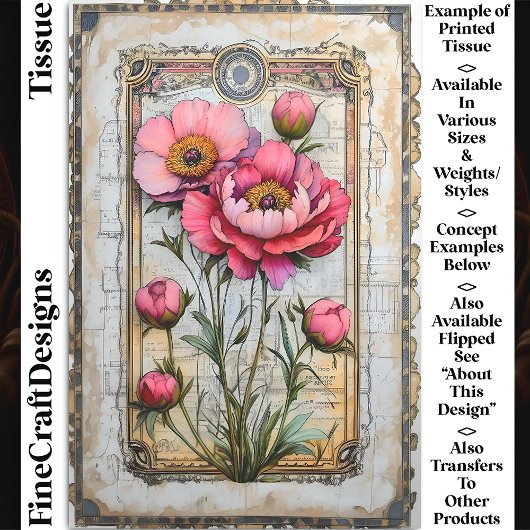 ロマンチックなヴィンテージピンクペニーDA1Rデコページ 薄葉紙