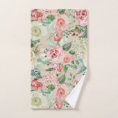 ロマンチックなヴィンテージピンクローズ バスタオルセット (ハンドタオル)