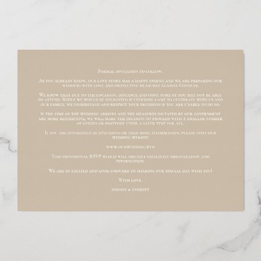 ロマンチックなヴィンテージフォトアルバムスクラップブック効果 箔招待状 (裏面)