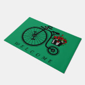 ロマンチックなヴィンテージフラワーズバイク – ようこそ ドアマット (アングル)