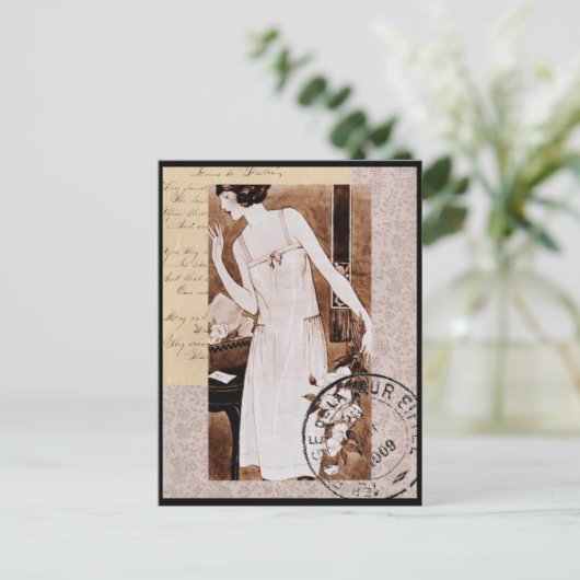 ロマンチックなヴィンテージフランスのスタイルはがき ポストカード (スタンド正面)