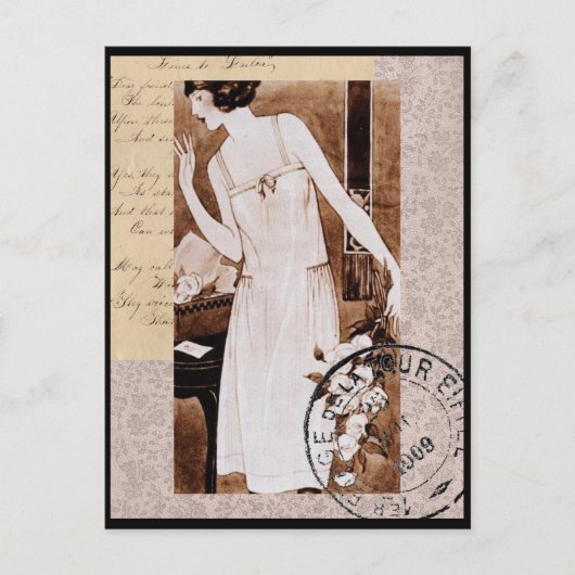 ロマンチックなヴィンテージフランスのスタイルはがき ポストカード (正面)