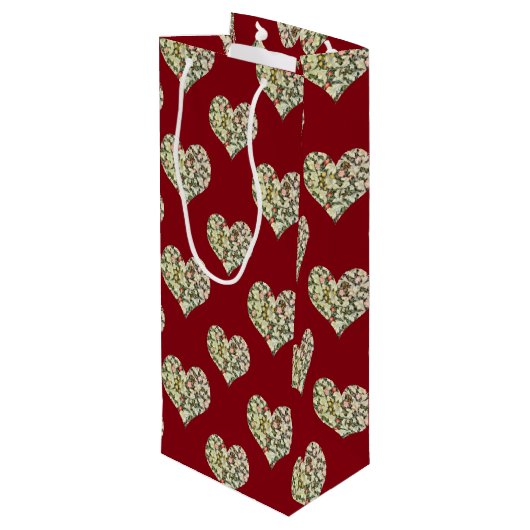 ロマンチックなヴィンテージフローラハート ワインギフトバッグ (裏面アングル)