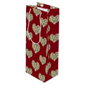 ロマンチックなヴィンテージフローラハート ワインギフトバッグ (正面アングル)