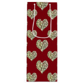 ロマンチックなヴィンテージフローラハート ワインギフトバッグ (正面)