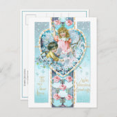 ロマンチックなヴィンテージフローラバレンタイン ポストカード (正面/裏面)