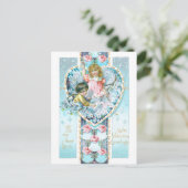 ロマンチックなヴィンテージフローラバレンタイン ポストカード (スタンド正面)