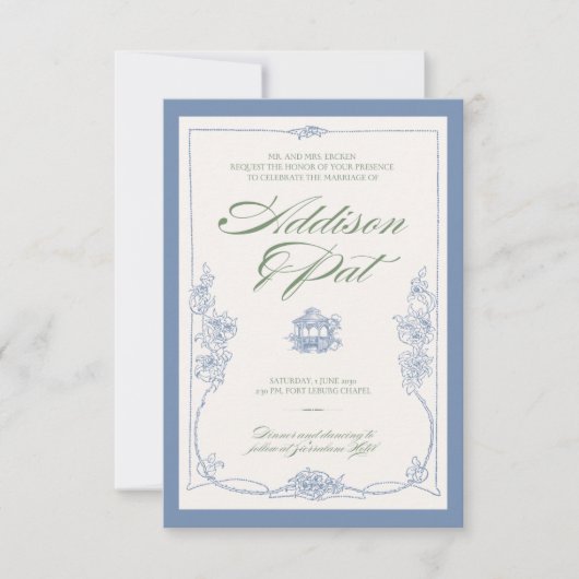 ロマンチックなヴィンテージフローラ結婚式招待状 招待状 (正面)