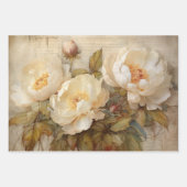 ロマンチックなヴィンテージホワイト牡丹の装飾紙 ラッピングペーパーシート (正面3)