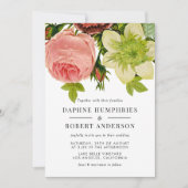 ロマンチックなヴィンテージボタニッ結婚クス 招待状 (正面)