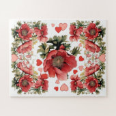 ロマンチックなヴィンテージポピーとハートパズル ジグソーパズル (横)