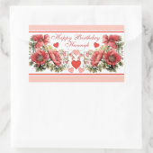 ロマンチックなヴィンテージポピーとハート誕生日 長方形シール (バッグ)