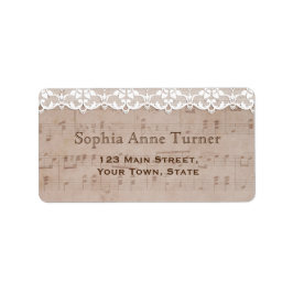 ロマンチックなヴィンテージミュージックシー結婚ト&レース ラベル