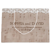 ロマンチックなヴィンテージミュージックシー結婚ト&レース ラージペーパーバッグ (正面)