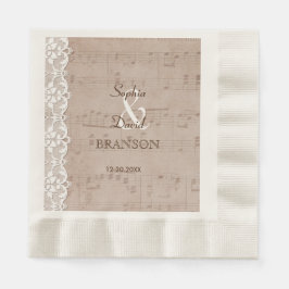 ロマンチックなヴィンテージミュージックシー結婚ト&レース 縁ありランチョンナプキン