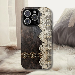 ロマンチックなヴィンテージレザーレースルックウィメンズ Case-Mate iPhone 14 PRO MAXケース