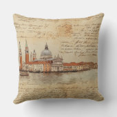 ロマンチックなヴィンテージヴェネツィアのアートワークとスクリプト クッション (裏面)