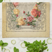 ロマンチックなヴィンテージ彫刻バラ キッチンタオル (折り畳み)