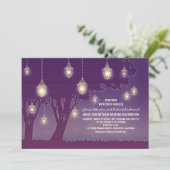 ロマンチックなヴィンテージ提灯の素朴結婚な木の 招待状 (スタンド正面)