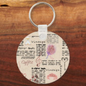 ロマンチックなヴィンテージ新聞 キーホルダー (正面)
