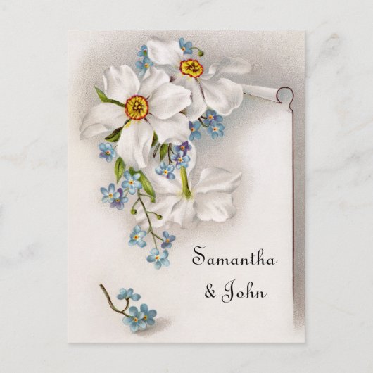 ロマンチックなヴィンテージ日付の保存 案内ポストカード (正面)